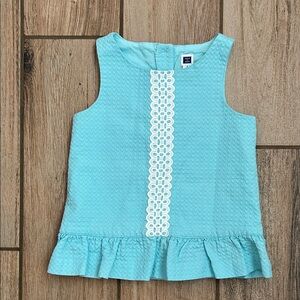 Janie and Jack Sleeveless Blue Top with White Lace